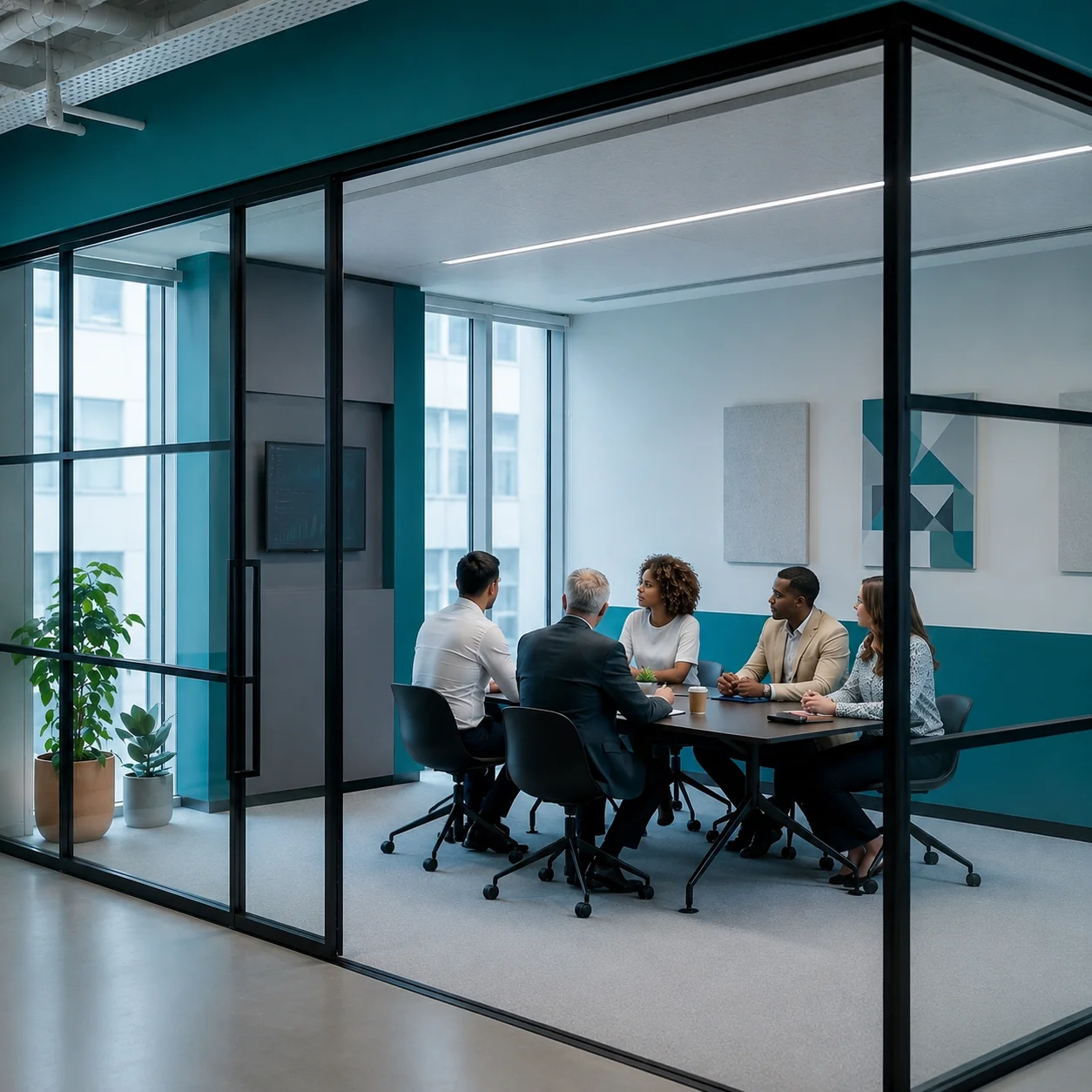 IT support specialist consulting business client in office