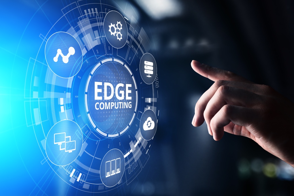 Edge computing modern IT technology on virtual screen concept